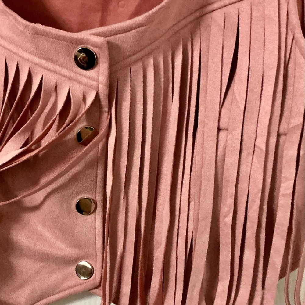 Fringed Suede Vest in Pink - Picture 3 of 5